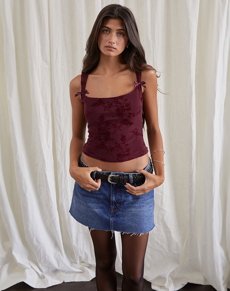 Imagen de Jiniso Vest Top in Botanical Flower Flock Granate