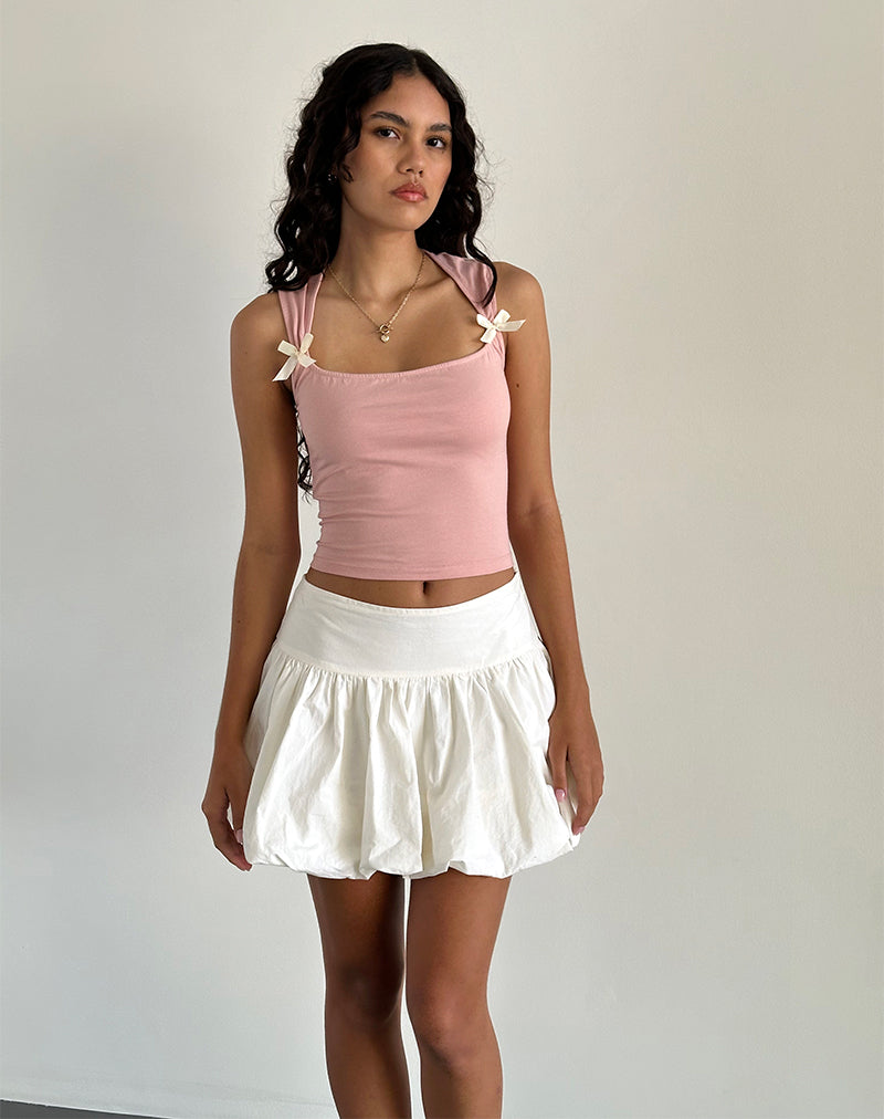 Imagen de Jiniso Crop Top en Rosa Dama con Lazos Marfil