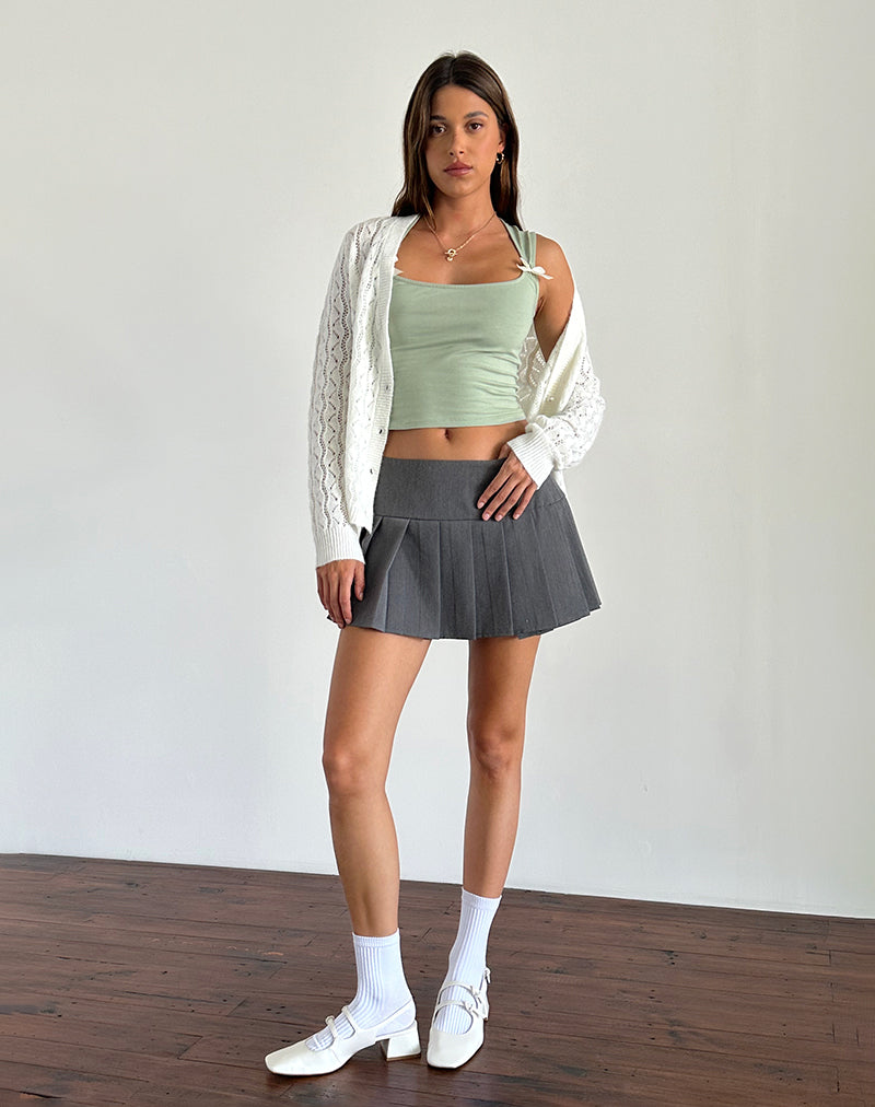 Crop Top Jiniso en salvia con lazos marfil