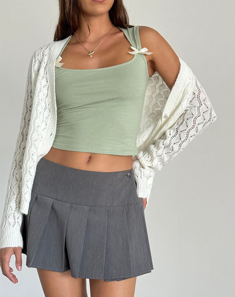 Imagen de Jiniso Crop Top en salvia con lazos marfil