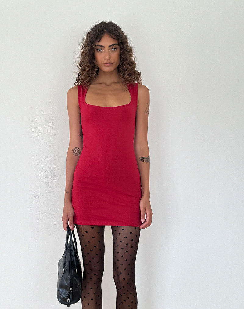 Mini Vestido Bodycon Jinsuen en Rojo Adrenalina