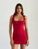 Imagen de Jinsuni Mini Vestido en Rojo Adrenalina con Lazos Negros