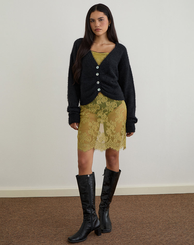 Imagen de Jiyo Gathered Cardigan in Knit Negro