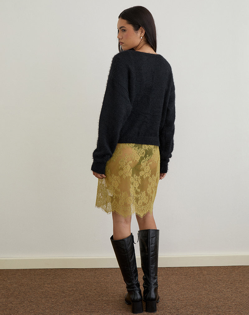 Imagen de Jiyo Gathered Cardigan in Knit Negro