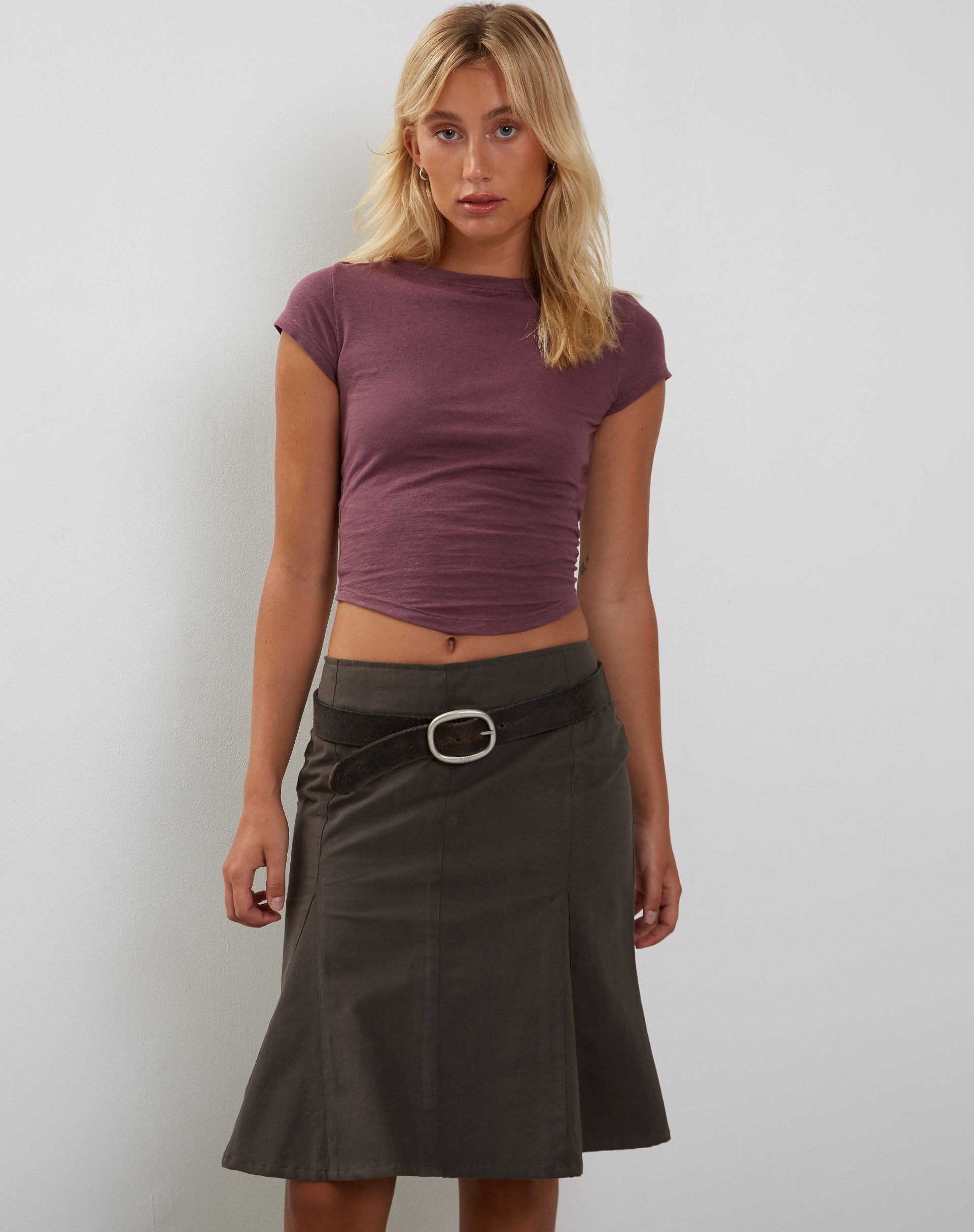 Imagen de Jojes Dipped Hem Tee in Cotton Hemp Mauve