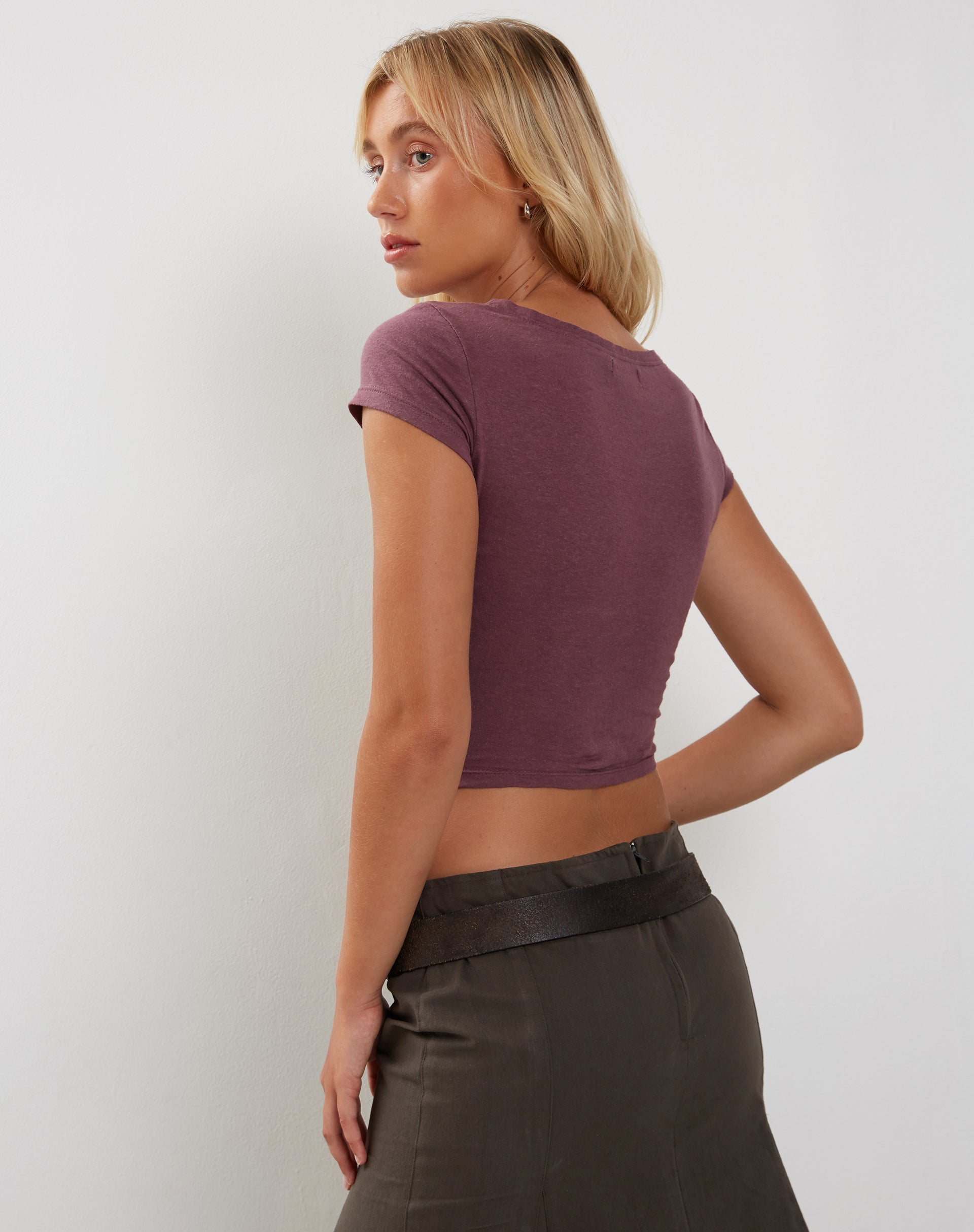 Imagen de Jojes Dipped Hem Tee in Cotton Hemp Mauve