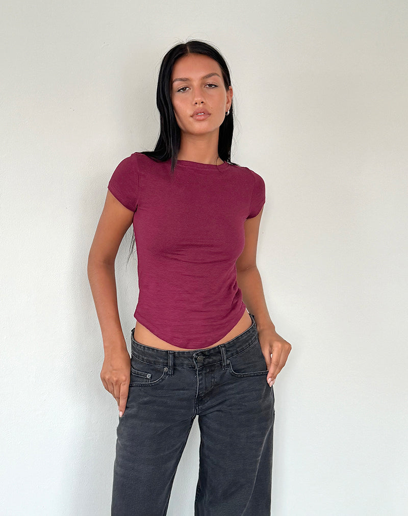 Camiseta de punto Jojes en burdeos