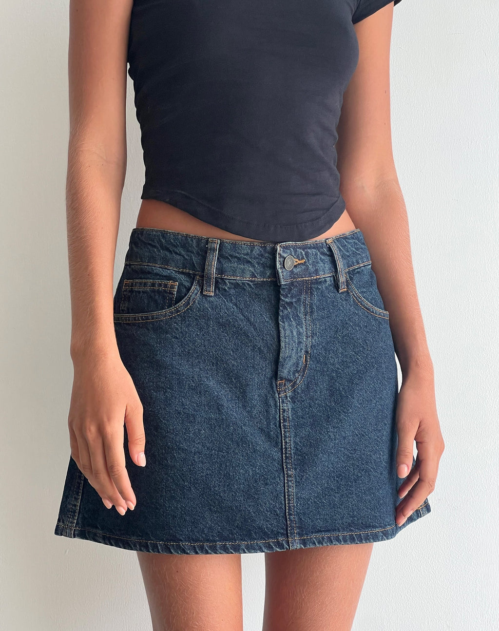 Minifalda A-Line en denim índigo