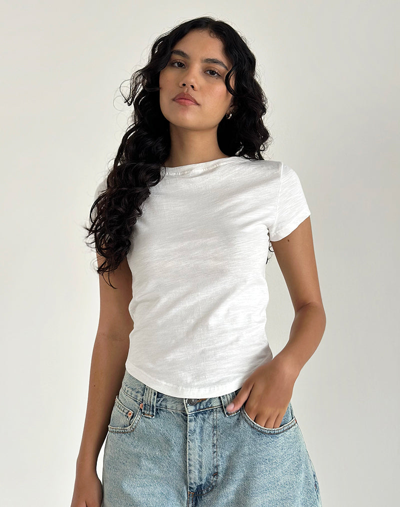 Jojes Jersey Tee Top en Blanco
