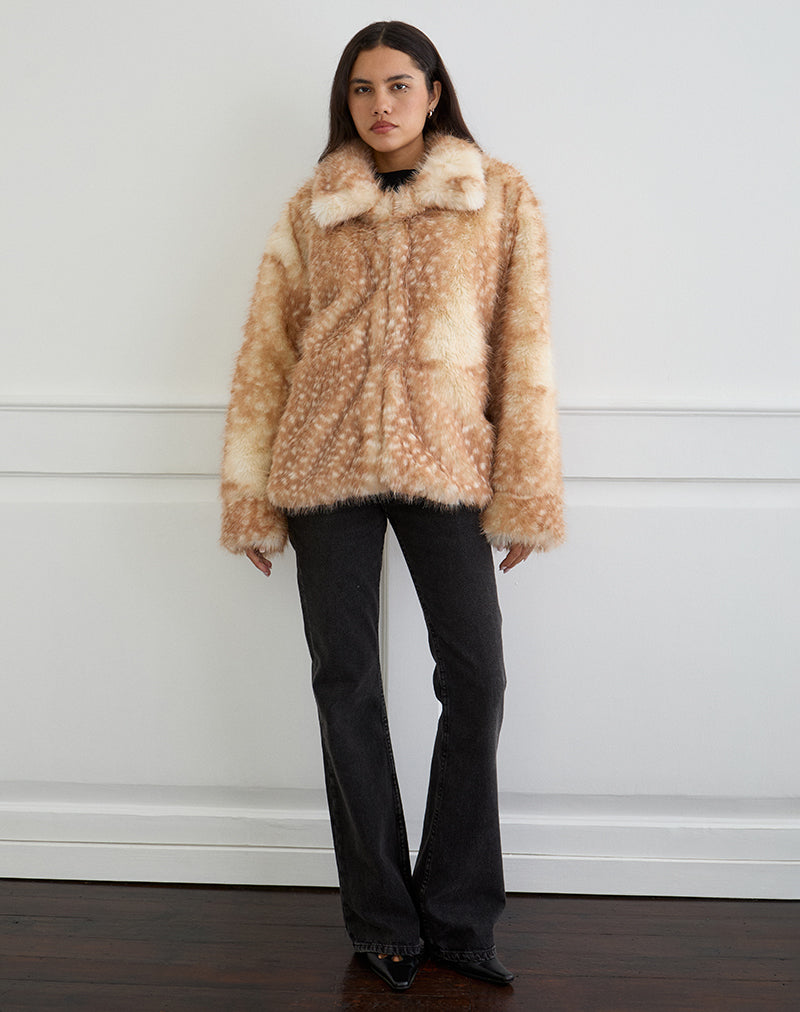 Imagen de la chaqueta Joji en estampado Bambi beige