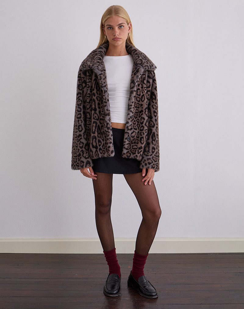 Chaqueta Joji de leopardo gris cálido