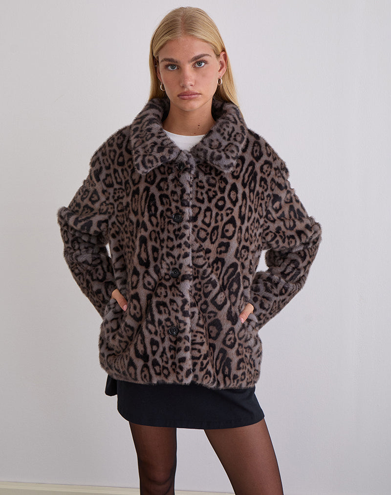 Imagen de la chaqueta Joji en leopardo gris cálido