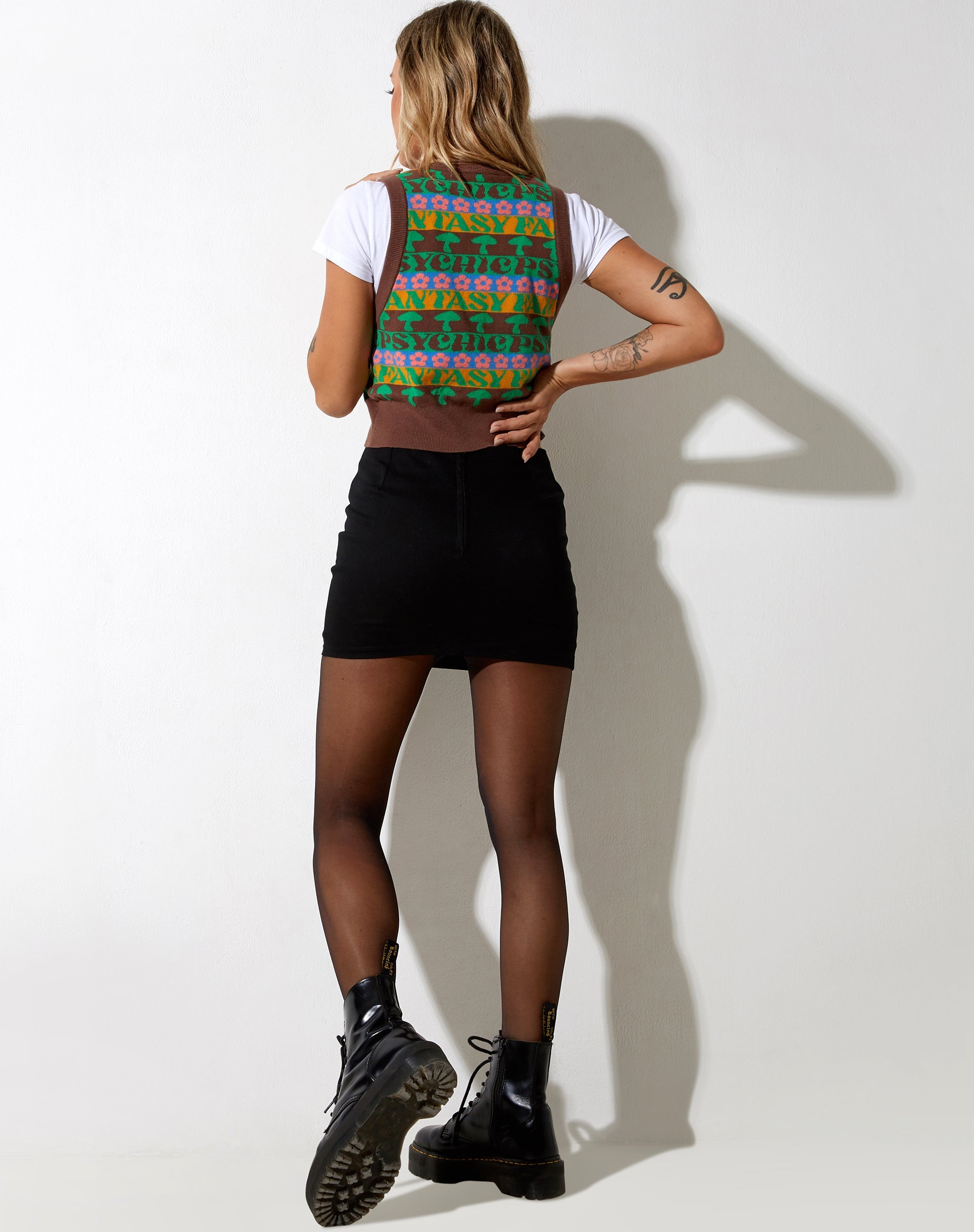 Imagen de Joker Vest Top en punto Fairisle Mix Marrón