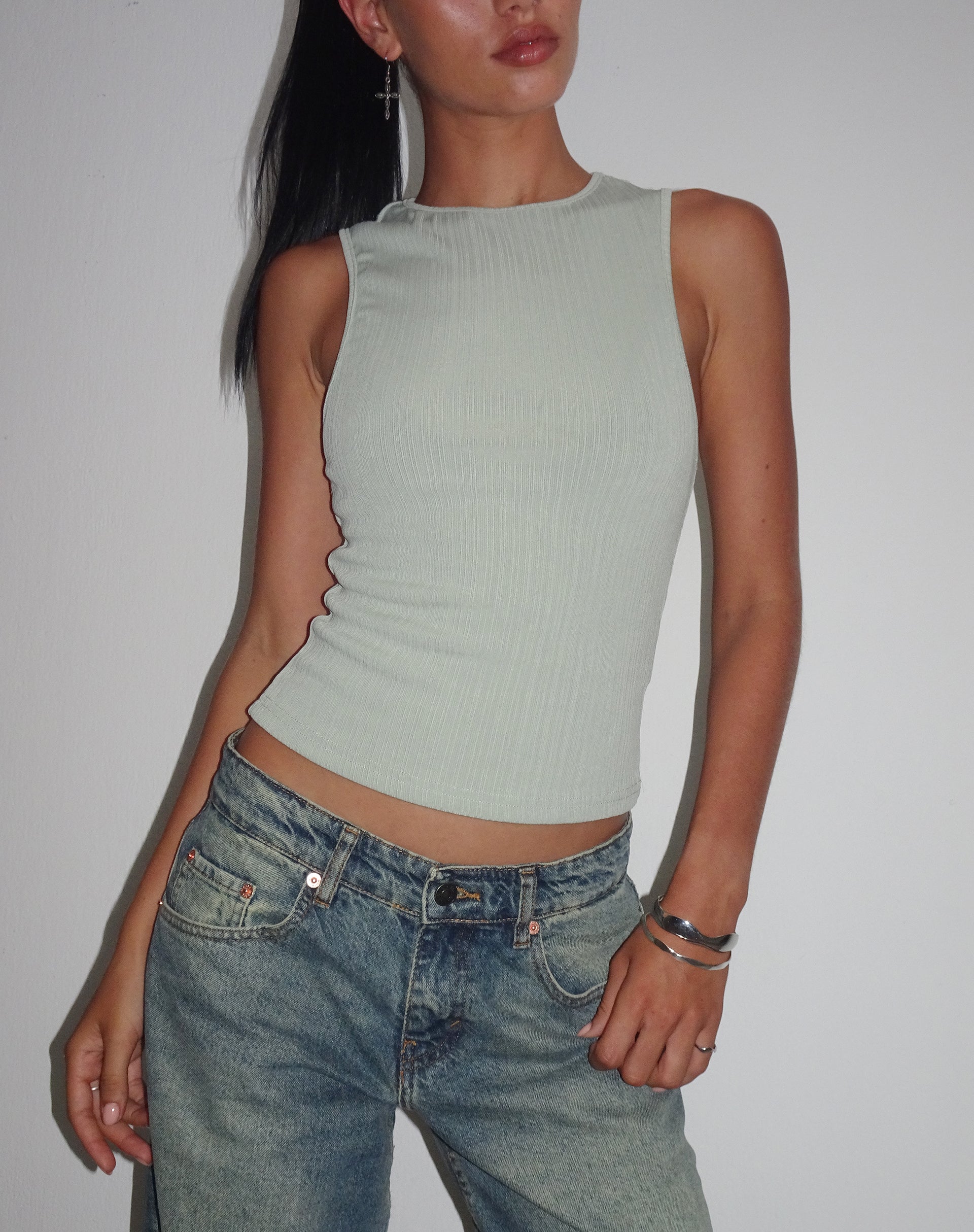 Imagen de Jordin Camiseta de cuello alto en canalé Menta