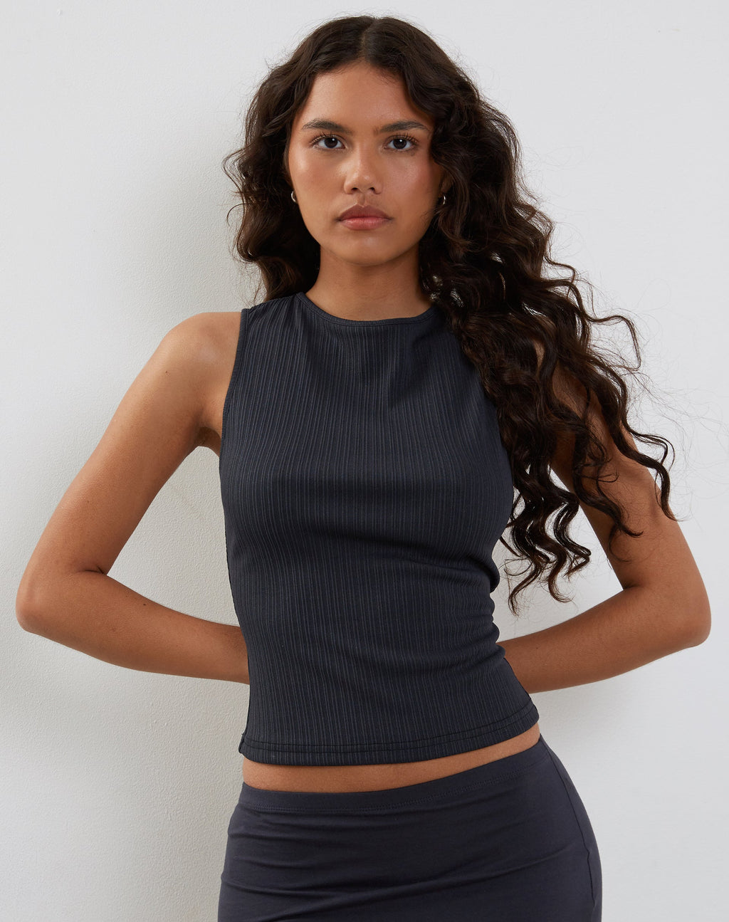 Camiseta de cuello alto Jordin en canalé Ocean Storm