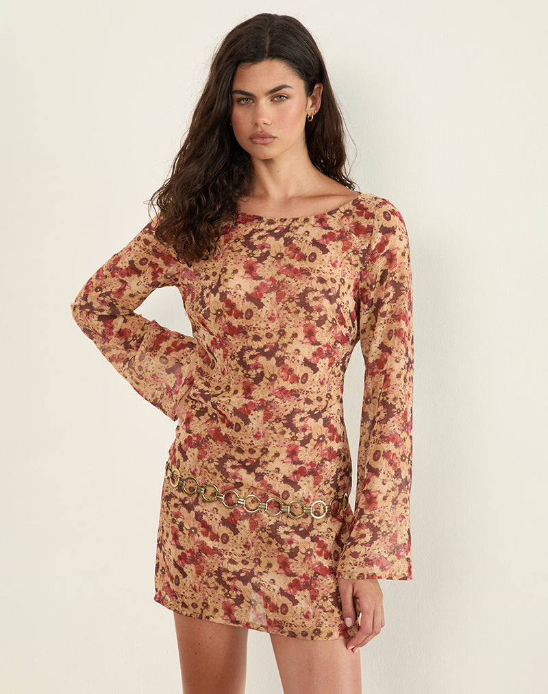 Imagen del minivestido Jovia de gasa Flor oxidada