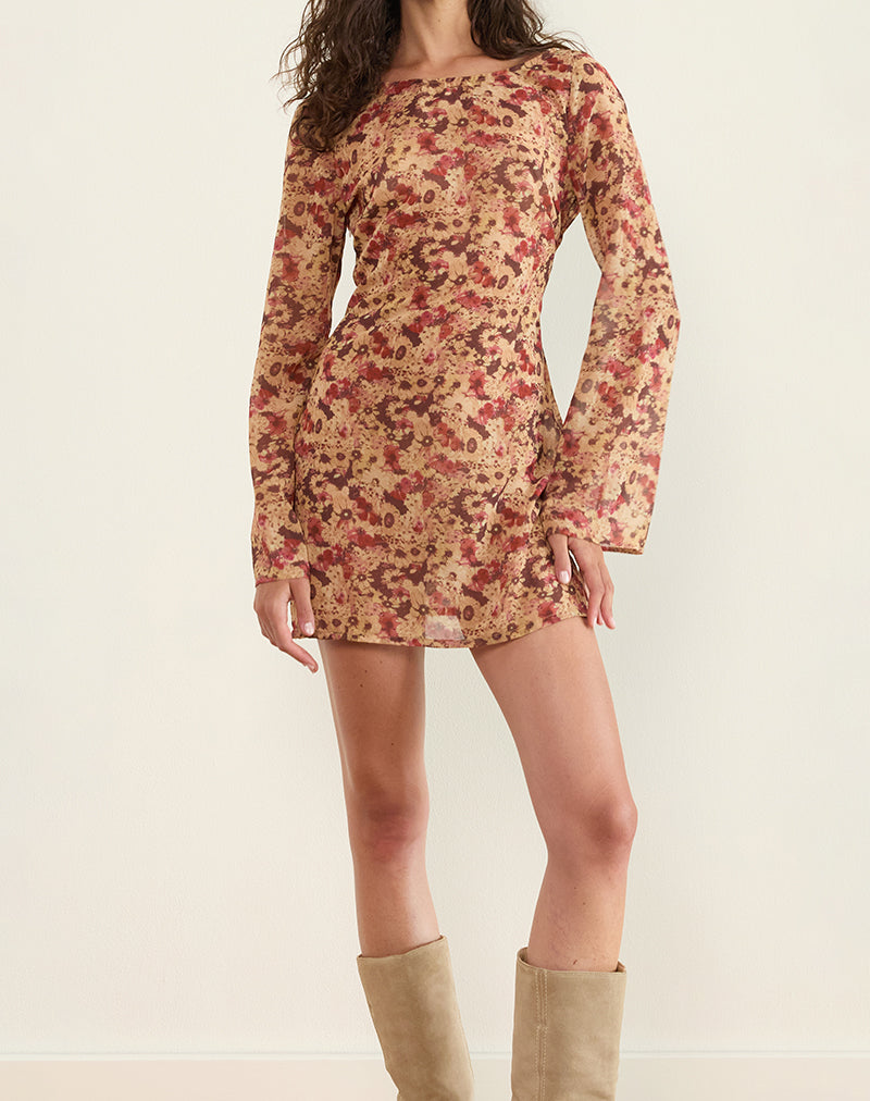 Imagen del minivestido Jovia de gasa Flor oxidada