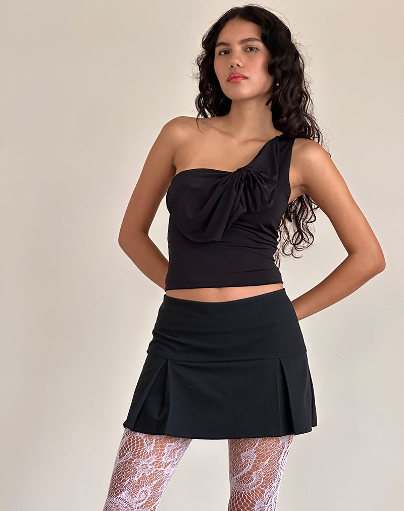 Imagen de Jovie One Shoulder Slinky Bow Top en Negro