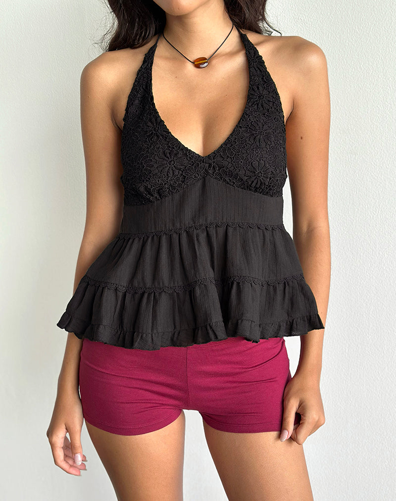 Imagen de Juanita Frill Halter Neck Top in Black