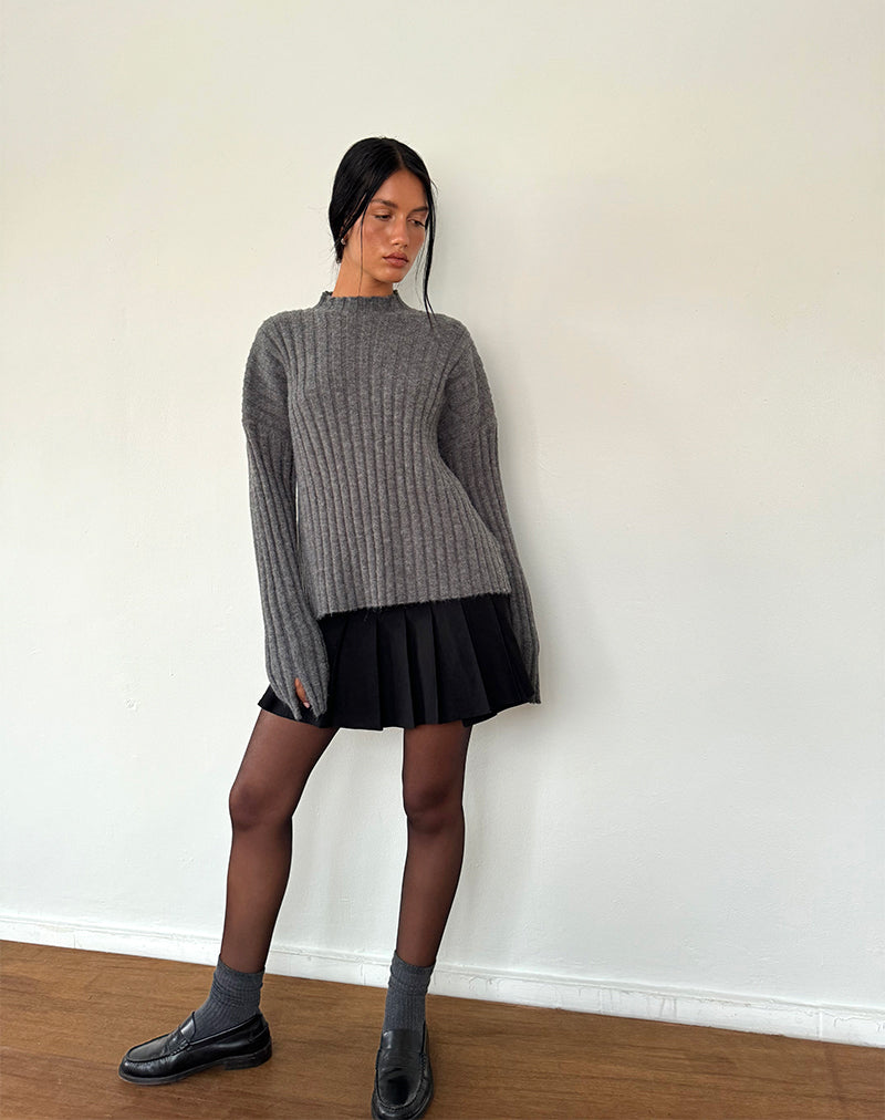 Imagen de Judah Oversized Chunky Rib Knit Jumper en Charcoal