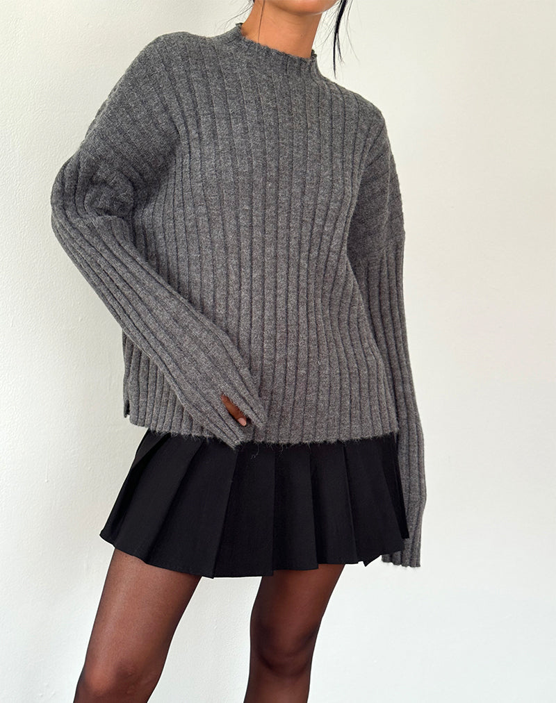 Imagen de Judah Oversized Chunky Rib Knit Jumper en Charcoal