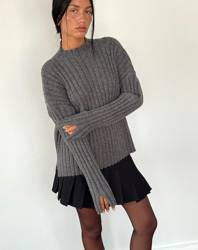 Imagen de Judah Oversized Chunky Rib Knit Jumper en Charcoal