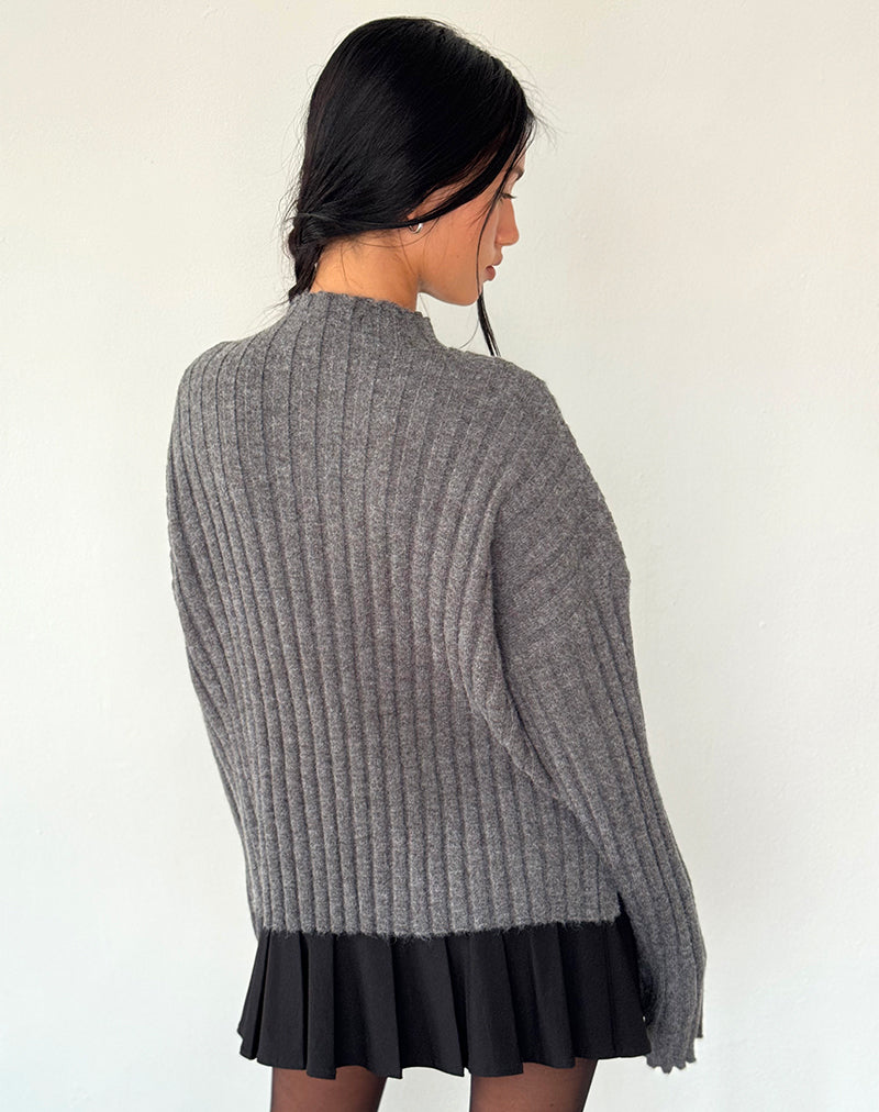 Imagen de Judah Oversized Chunky Rib Knit Jumper en Charcoal