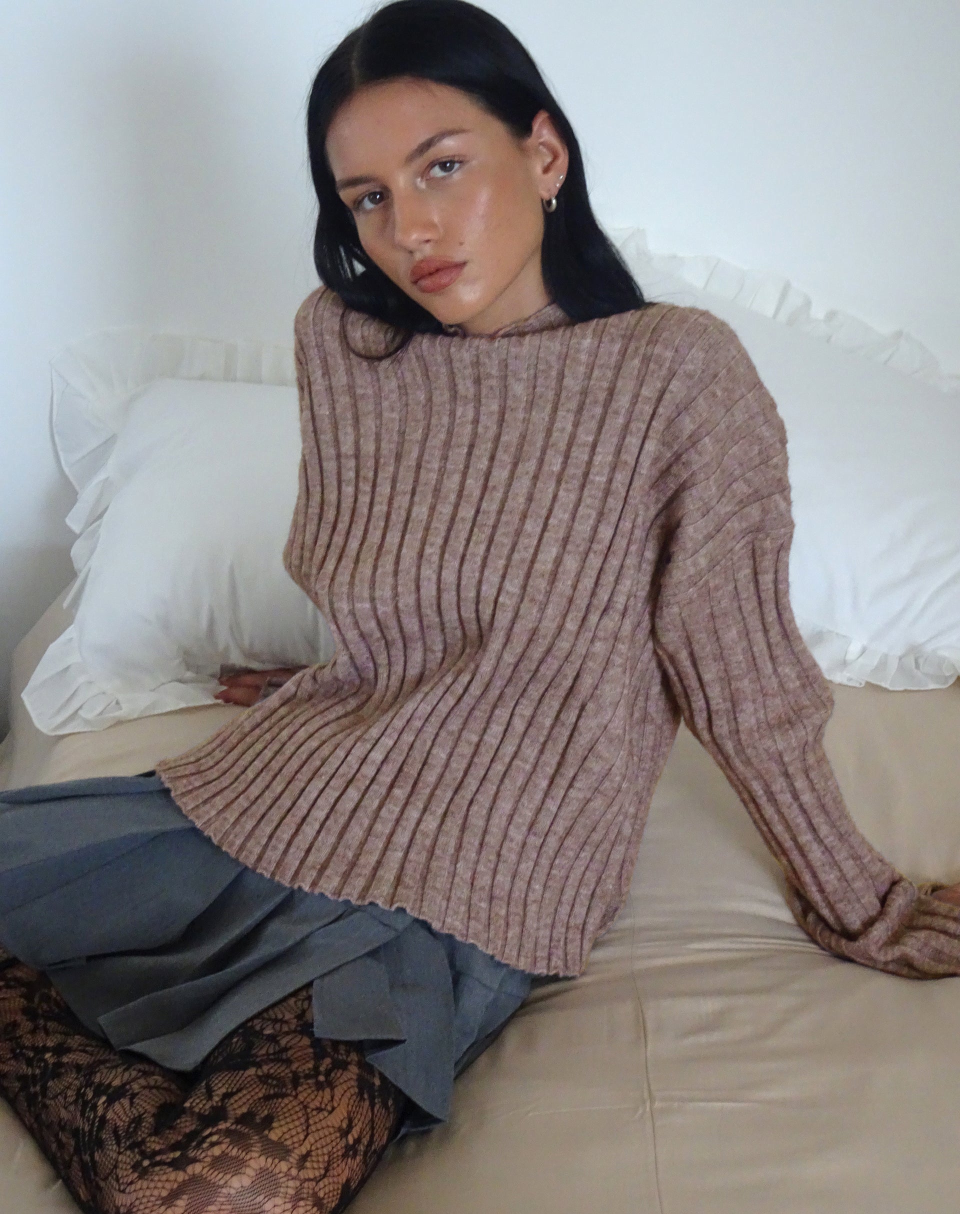 Imagen de Judah Oversized Chunky Rib Knit Jumper en Topo