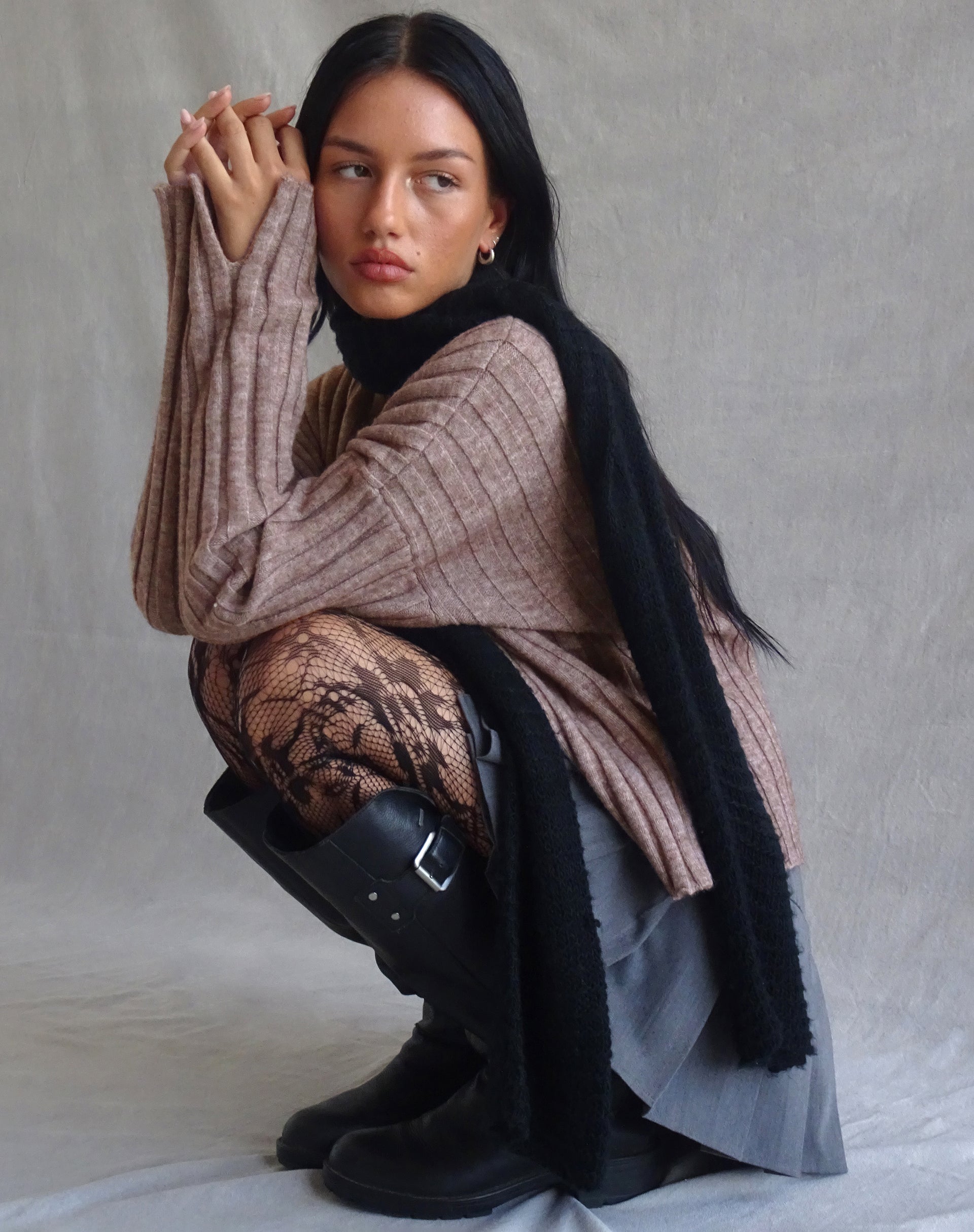 Imagen de Judah Oversized Chunky Rib Knit Jumper en Topo