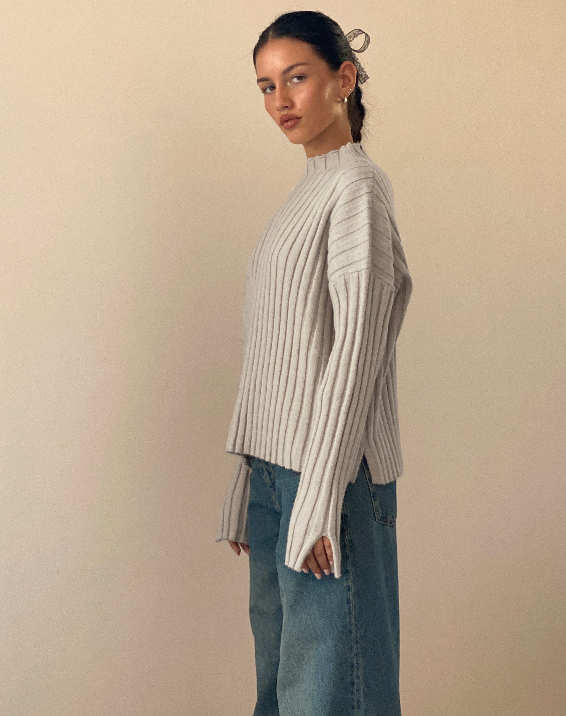 Imagen de Judah Oversized Chunky Rib Knit Jumper en Crudo