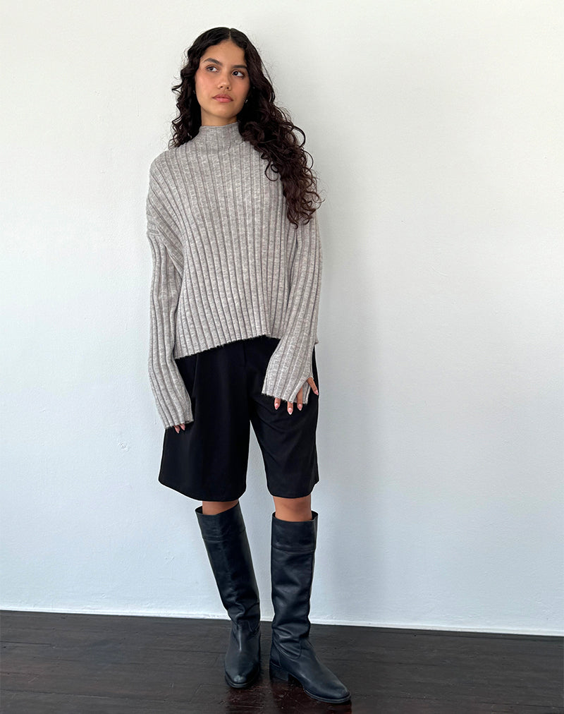 Imagen de Judah Oversized Chunky Rib Knit Jumper en gris claro