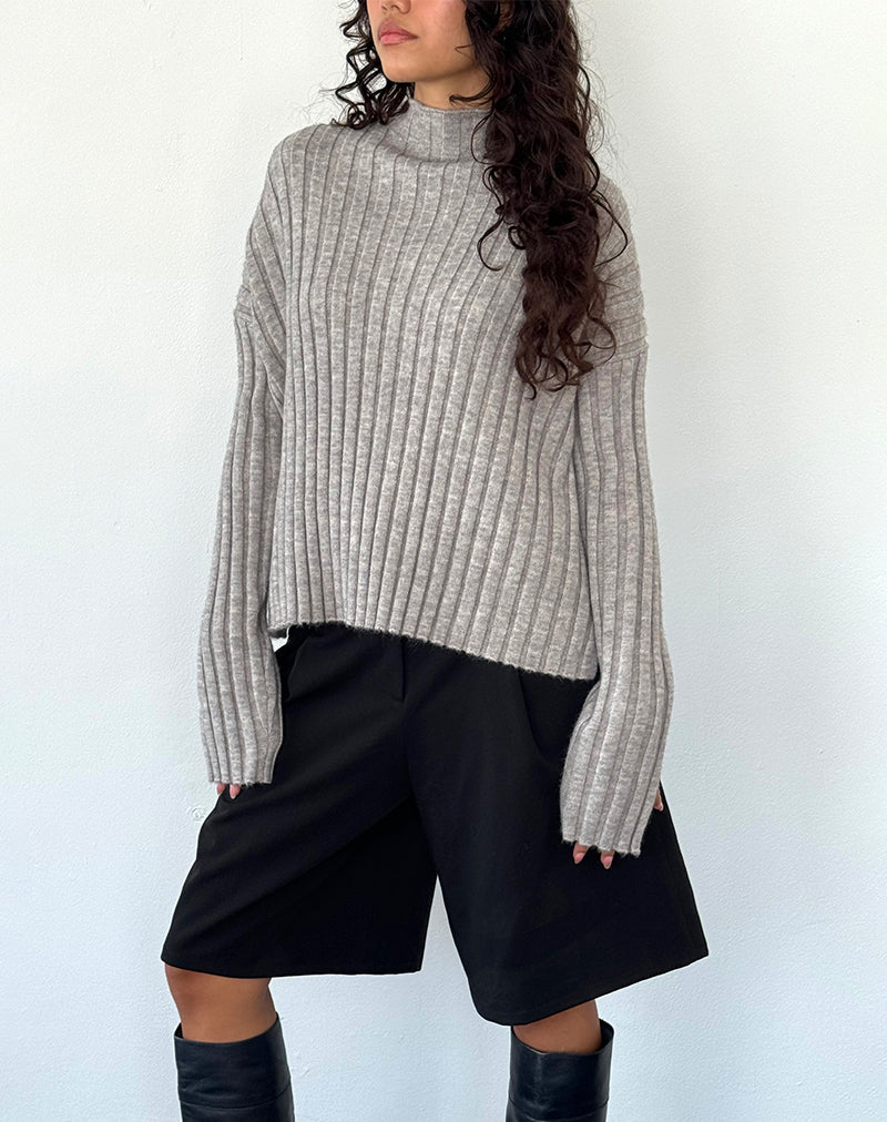 Imagen de Judah Oversized Chunky Rib Knit Jumper en gris claro