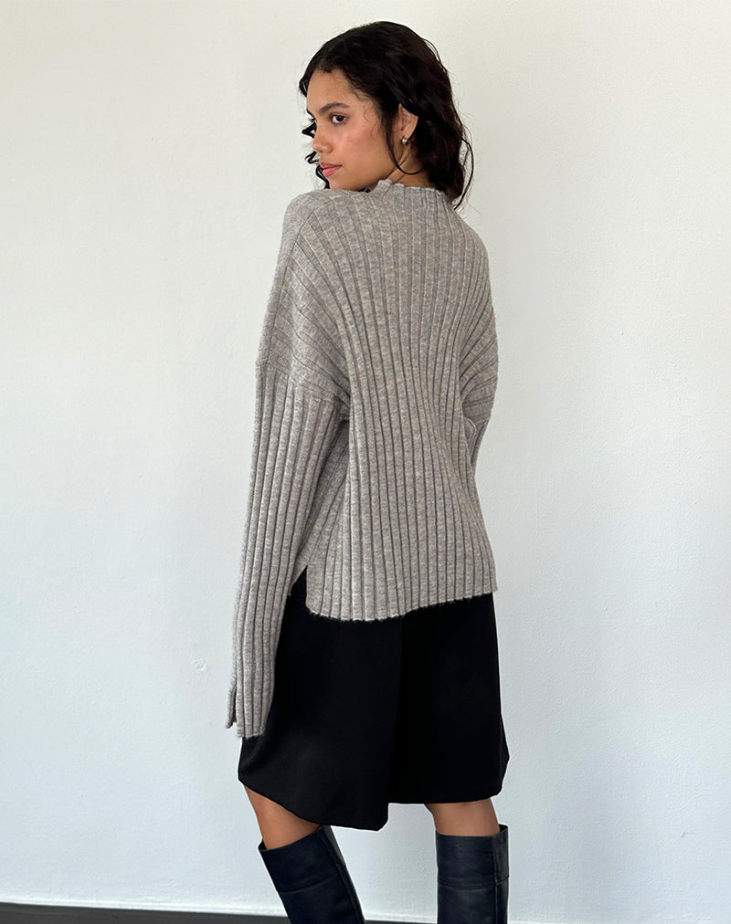 Imagen de Judah Oversized Chunky Rib Knit Jumper en gris claro