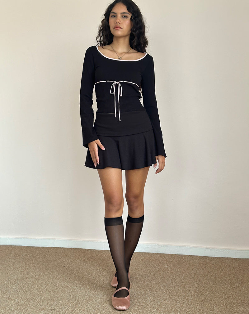 Imagen de Juhye Top de punto en negro con rosa