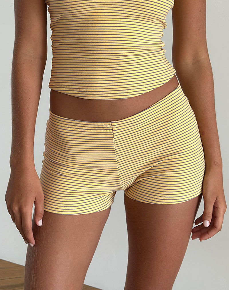 imagen de Sera Shorts en Jersey a Rayas Amarillo Gris