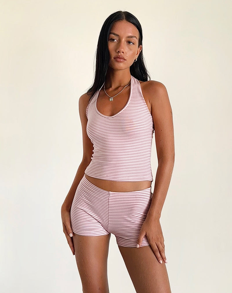 imagen de Sera Short en Jersey a rayas rosa y gris