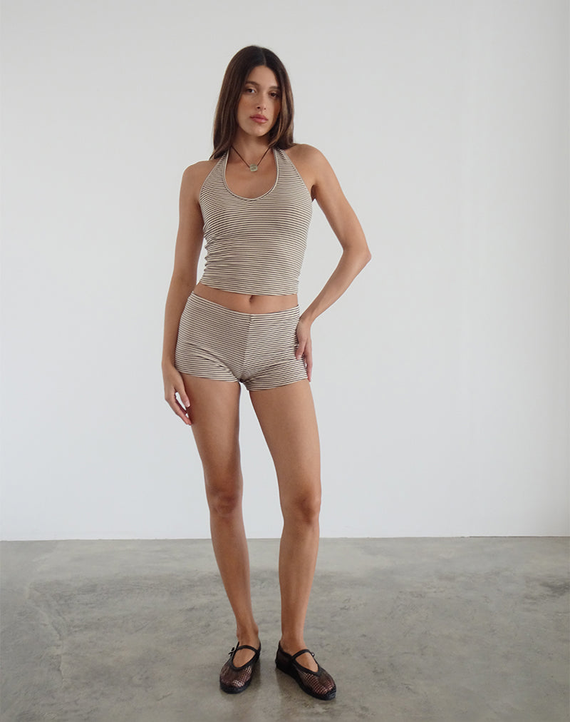 Imagen de Sera Shorts en Jersey a Rayas Marrón Neutro