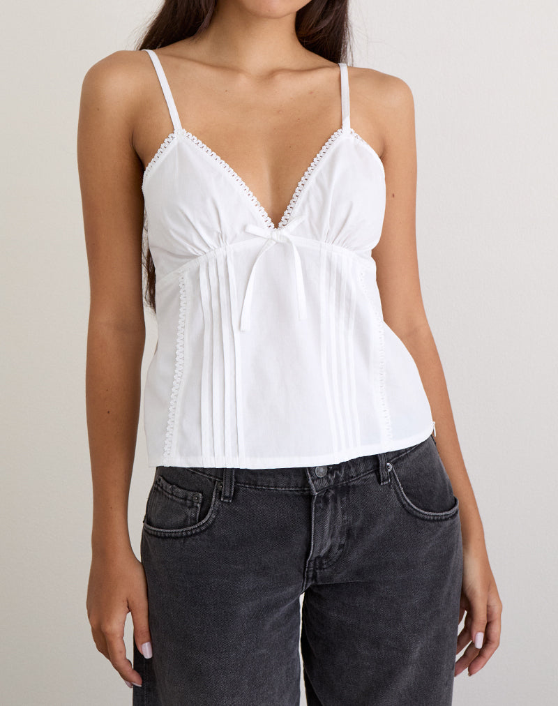 Jepuni Cami Top en popelín blanco