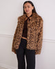 Imagen de Joji Crop Faux Fur Jacket in Brown Leopard