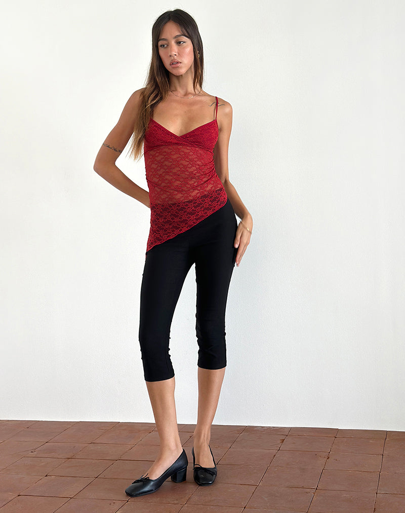 imagen de Kacha Asymmetric Cami Top in Red Mari Lace