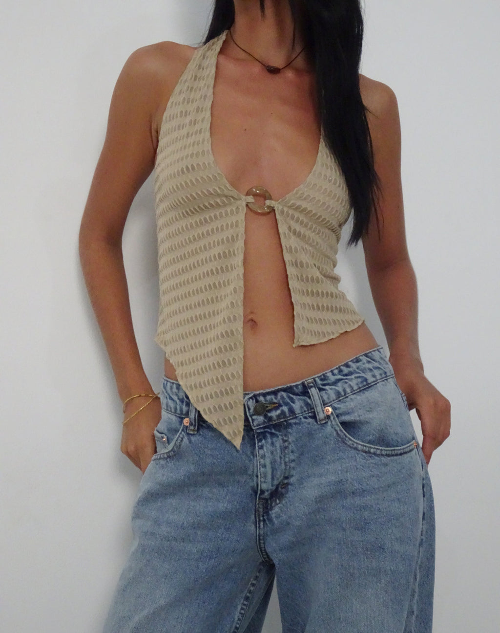 Top Mariposa de Cuello Haltern Kacie en Avena