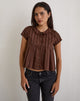 Imagen de la blusa plisada Kaelis de rayas marrón