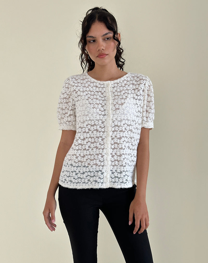 Top Kaelyn en encaje Dahlia marfil