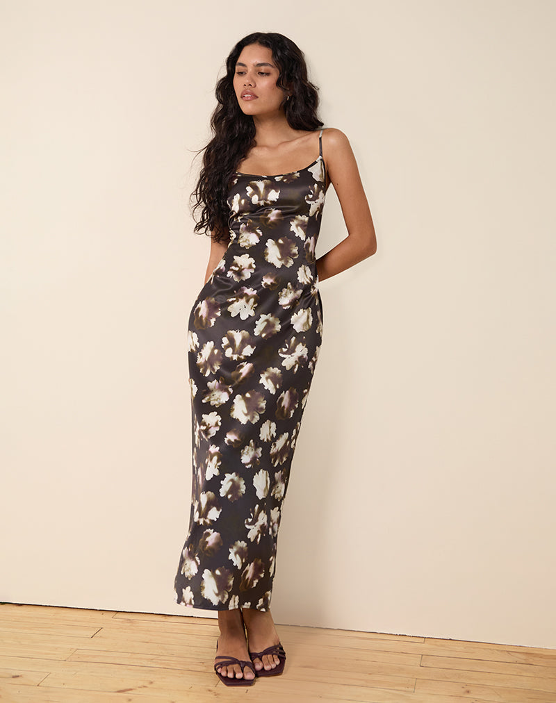 Maxivestido Kafka con estampado floral marrón
