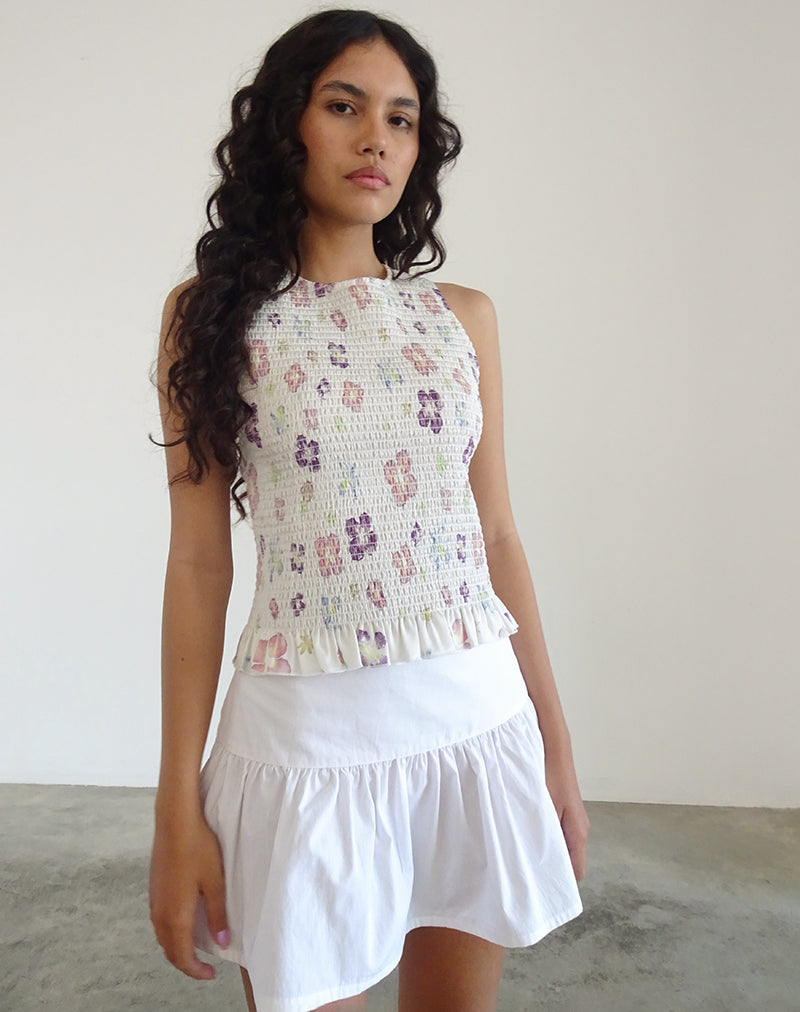 Imagen de Kagumi Shirred Top in Flower Stamp Purple