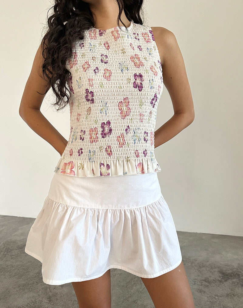 Imagen de Kagumi Shirred Top in Flower Stamp Purple