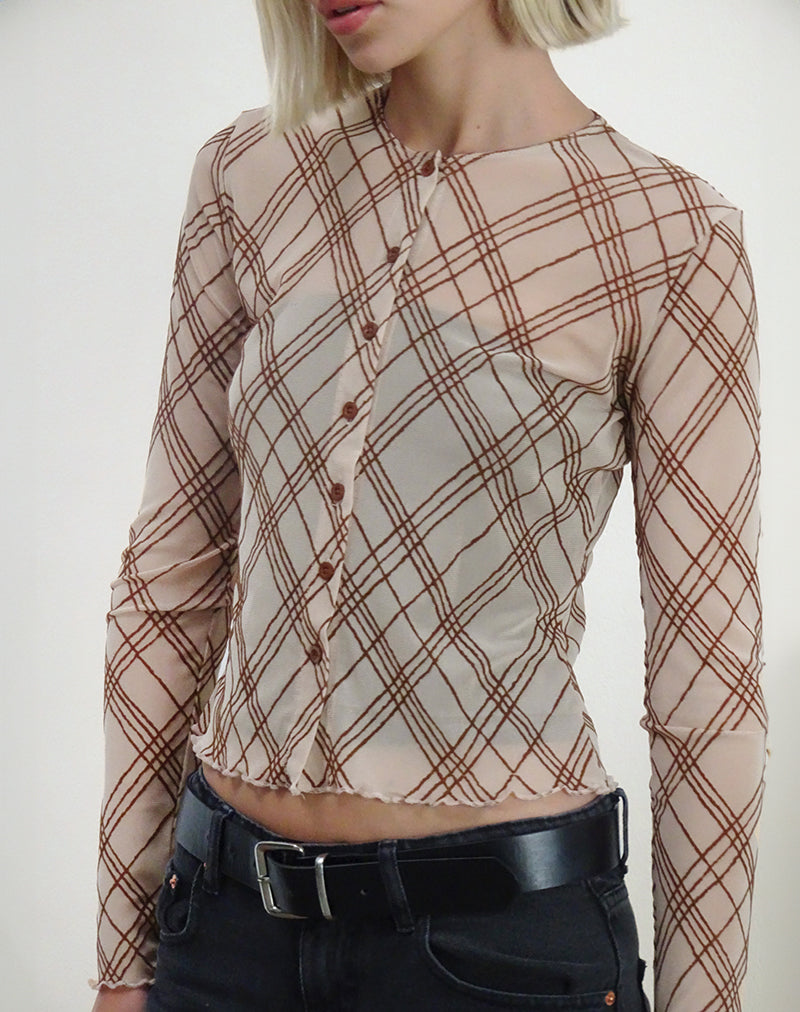 Camisa Kahula en Sketchy Stripe Nude