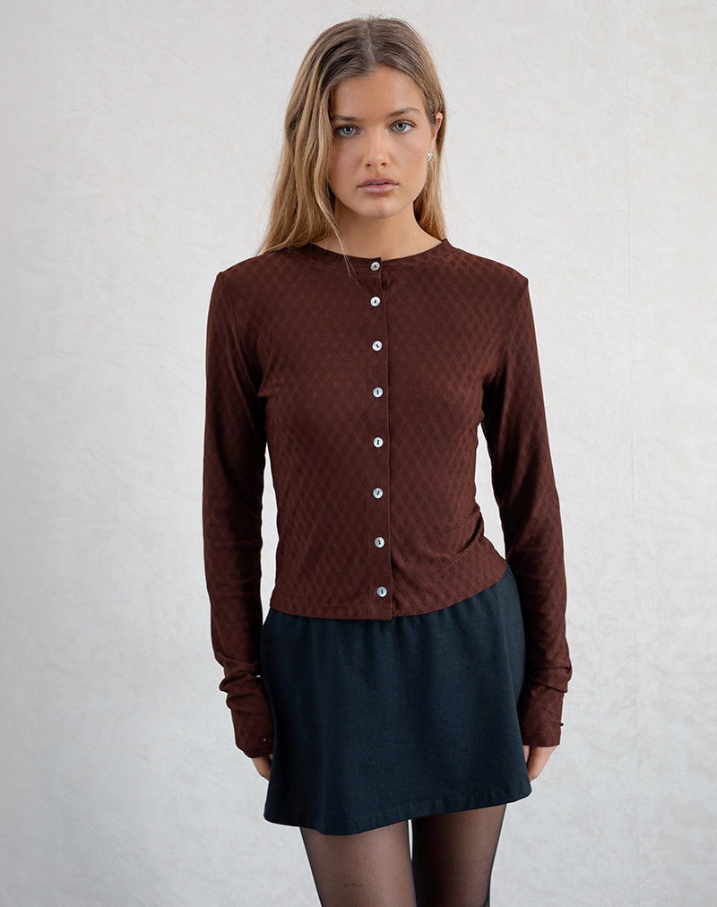 Camisa Kahula en Argyle Mesh Marrón