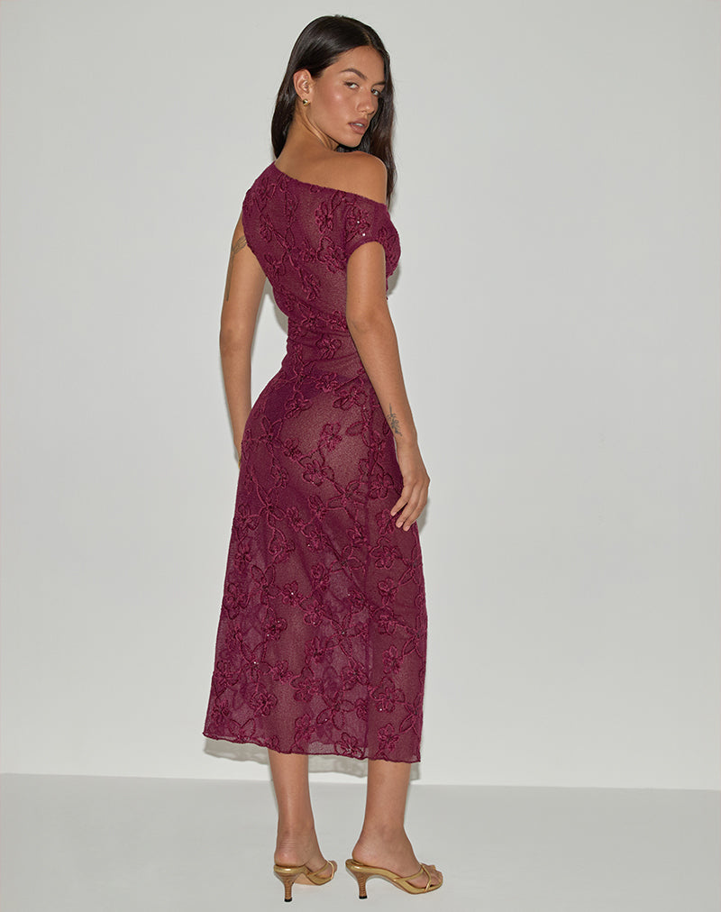 Imagen de Kaido Midi Dress in Sequin Knit Burgundy