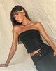 Imagen de Kaiha Denim Bandeau Corset Top en Black Wash